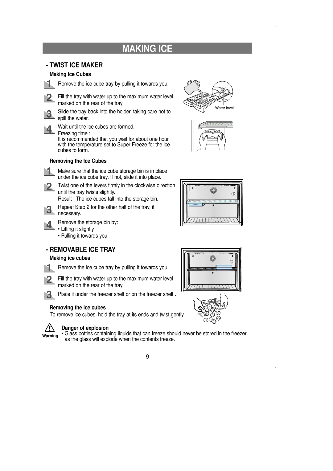 Samsung SR519DP owner manual Making ICE, Making Ice Cubes, Removing the Ice Cubes 