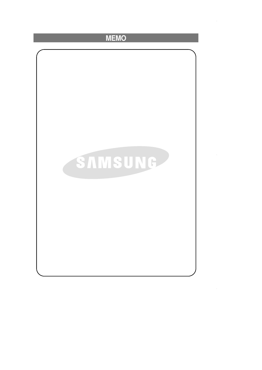 Samsung SR519DP owner manual Memo 
