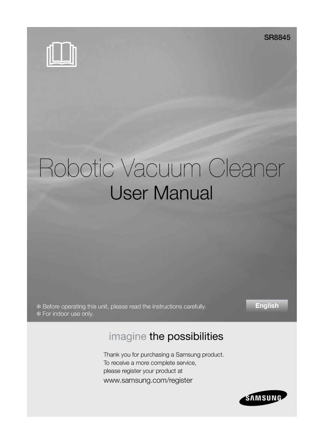 Samsung SR8845 user manual Robotic Vacuum Cleaner 