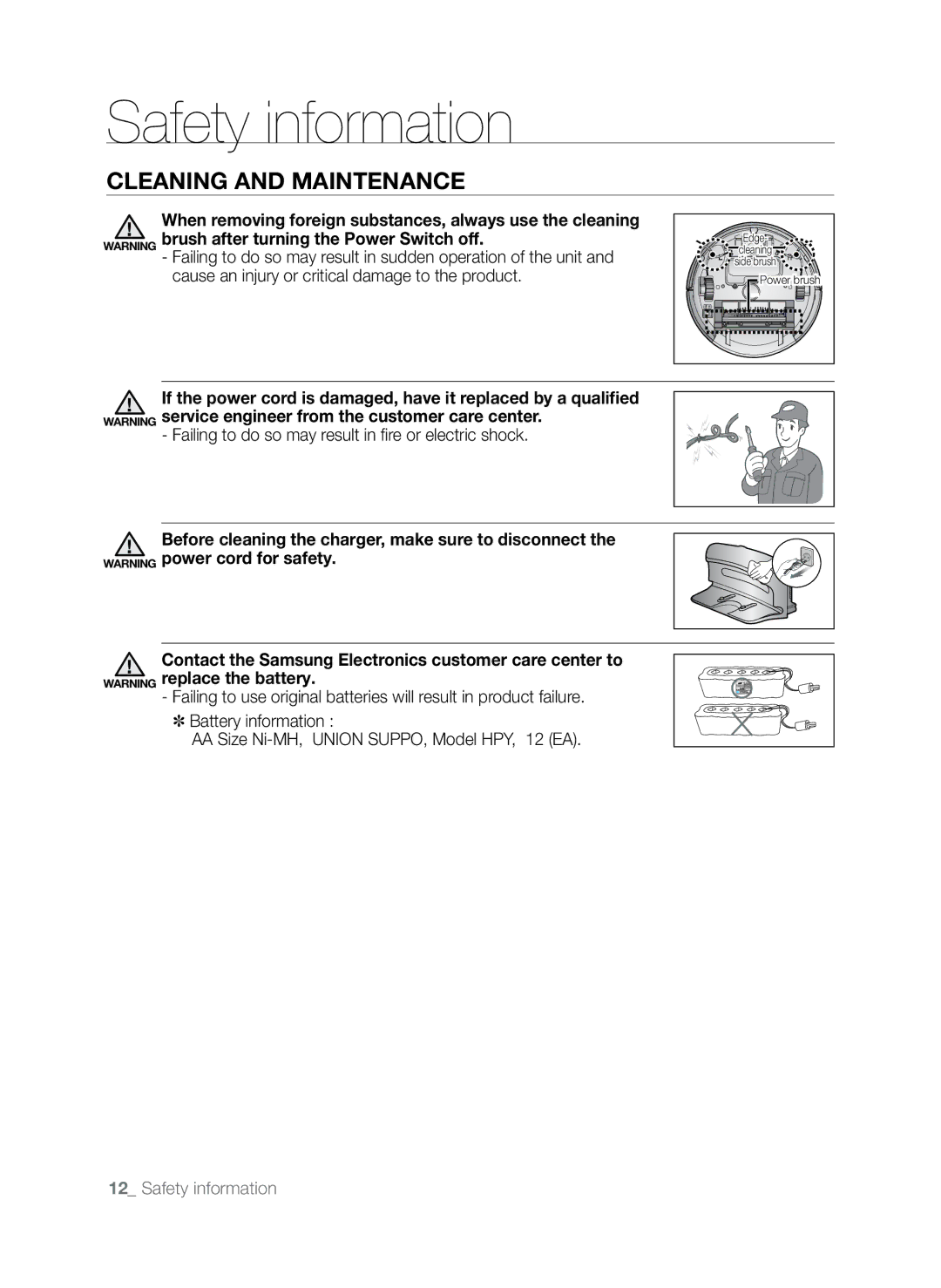 Samsung SR8845 user manual Power brush 