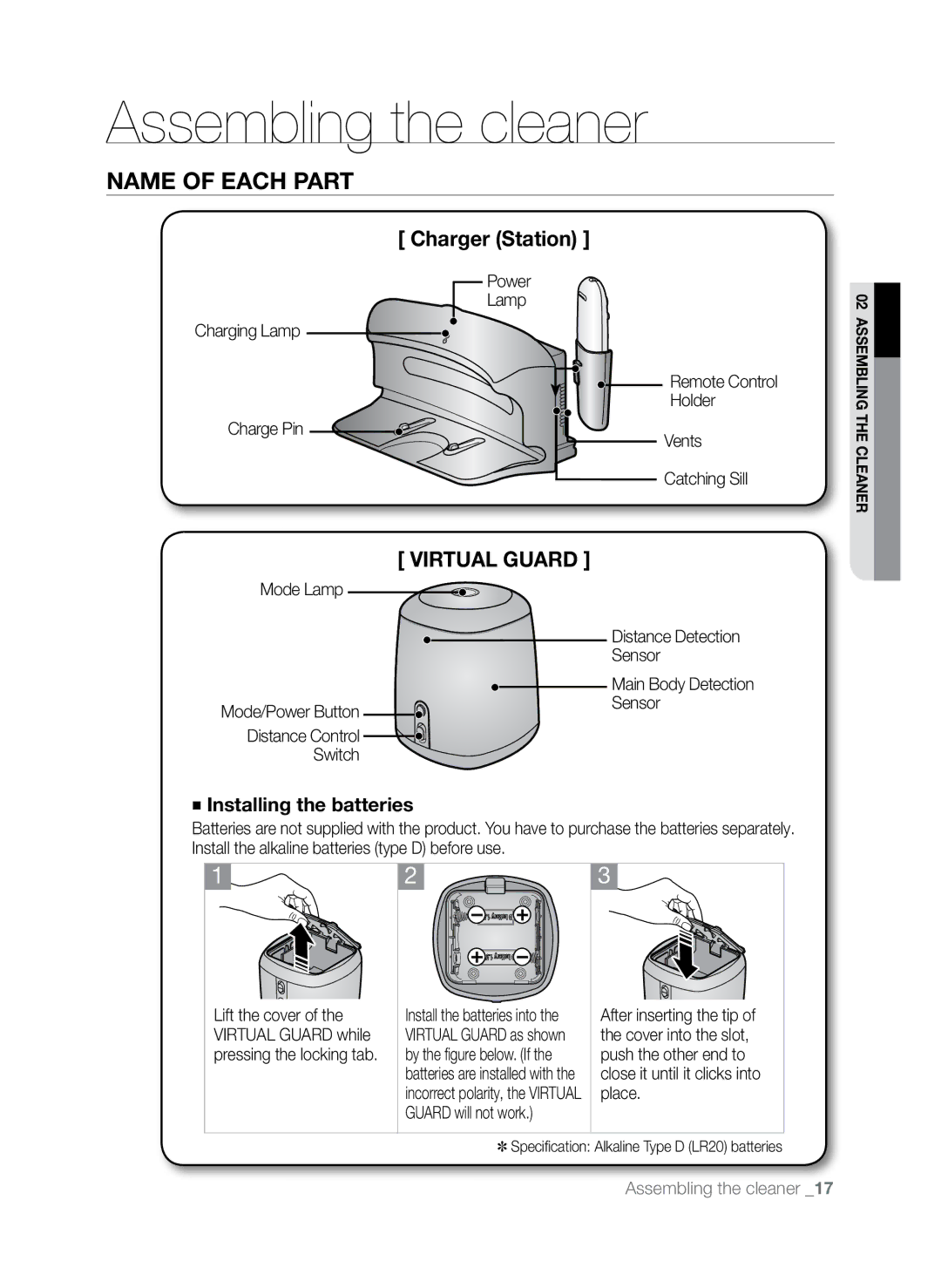 Samsung SR8845 user manual Mode Lamp Distance Detection Sensor, Mode/Power Button Sensor Distance Control Switch 