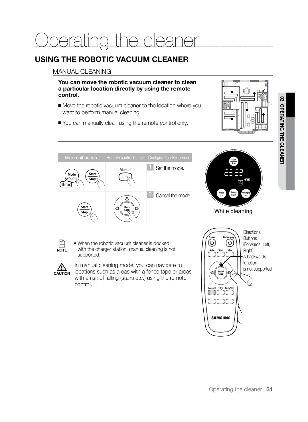 Samsung SR8845 user manual Manual Cleaning, Supported 