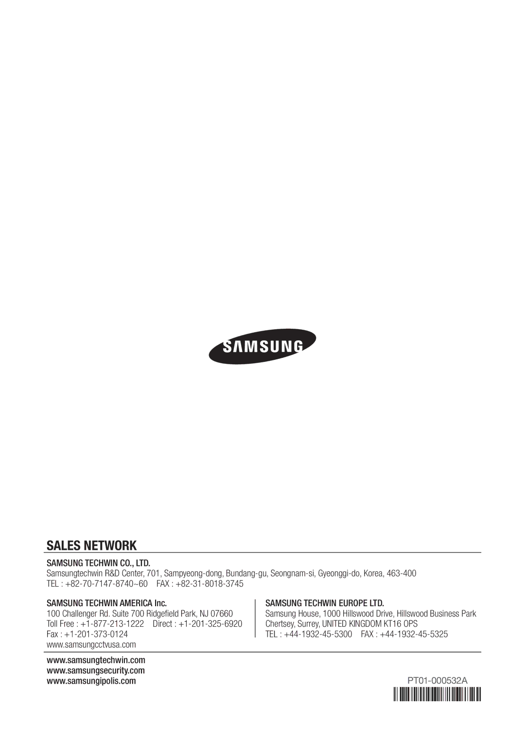 Samsung SRD-440 user manual Sales Network, Chertsey, Surrey, United Kingdom KT16 OPS 