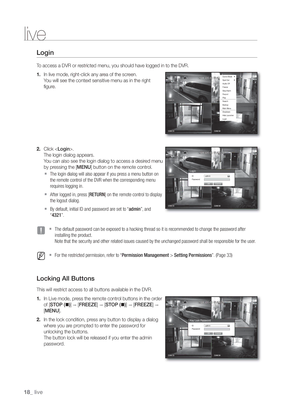 Samsung SRD-440 user manual Login, Locking All Buttons 