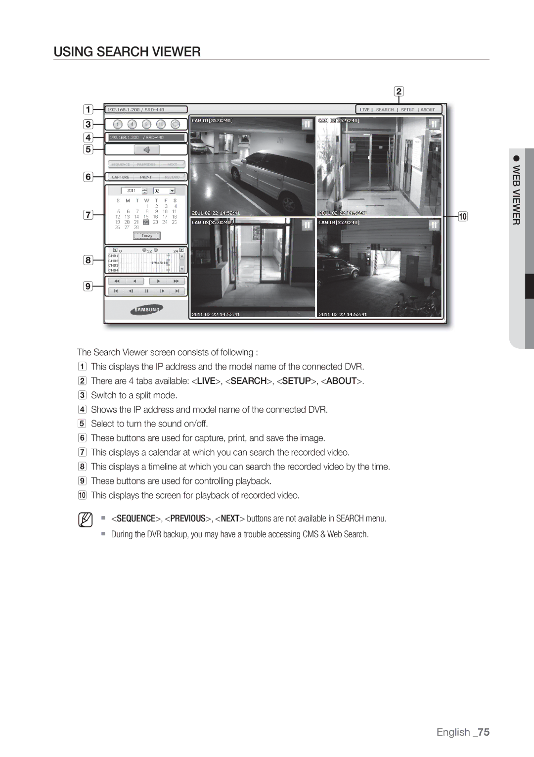 Samsung SRD-440 user manual Using Search Viewer 