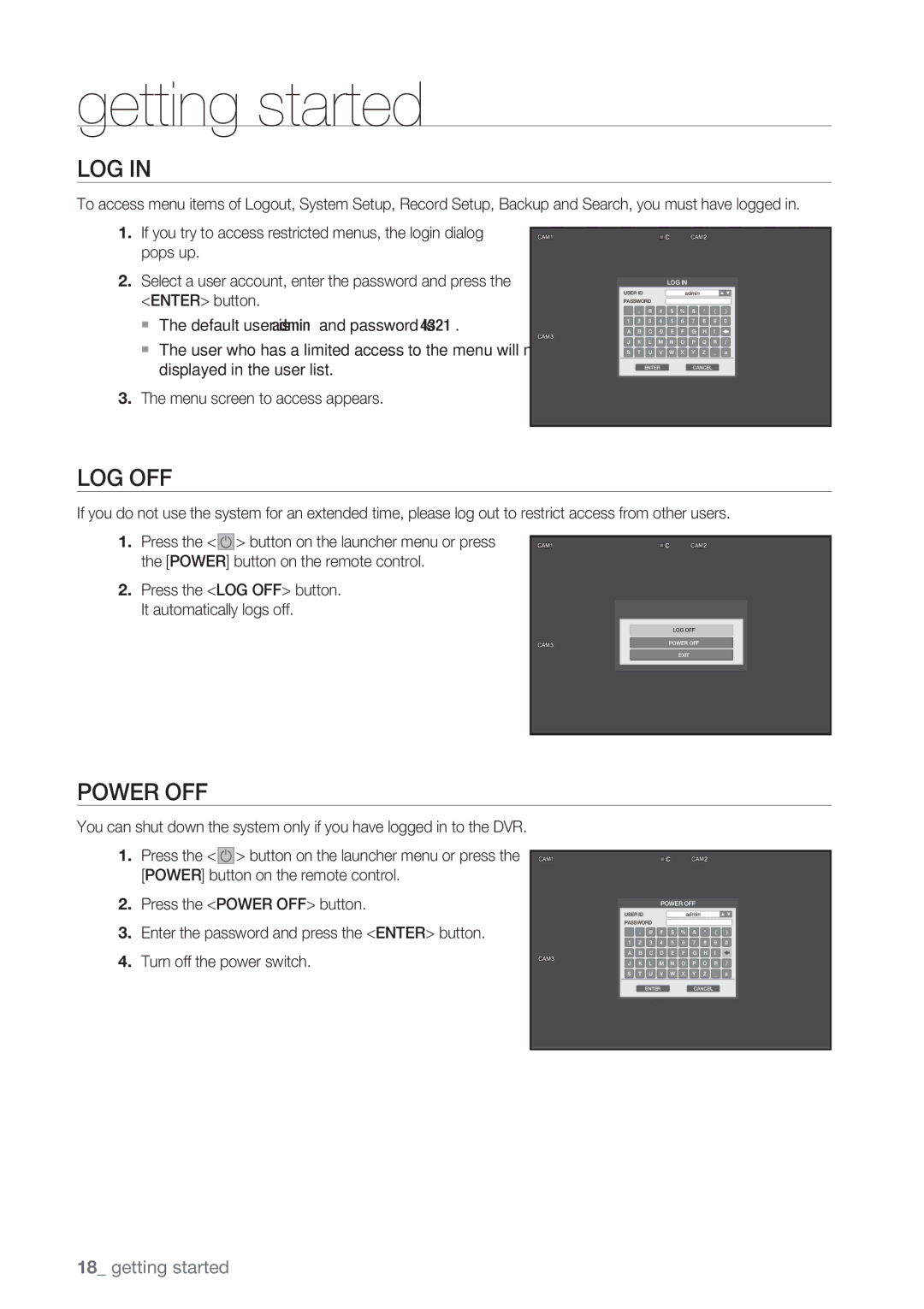 Samsung SRD-450 user manual Log Off, Power OFF 