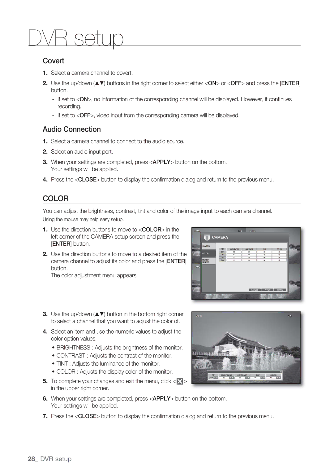 Samsung SRD-450 user manual Color, Covert, Audio Connection 