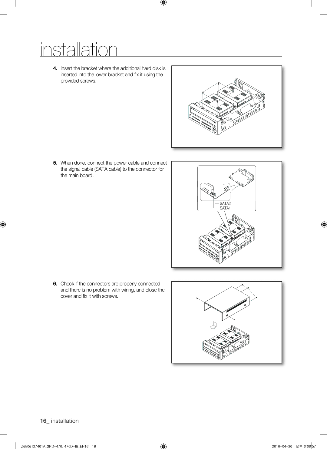 Samsung SRD-470, 470D user manual SATA2 SATA1 