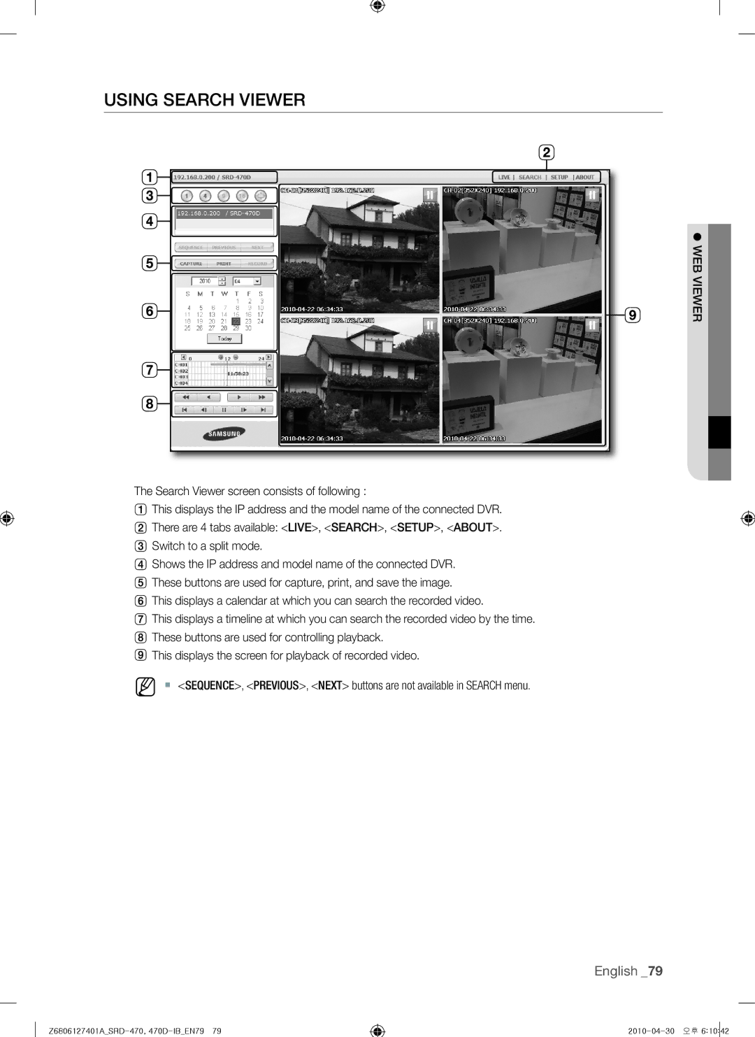 Samsung 470D, SRD-470 user manual Using Search Viewer 