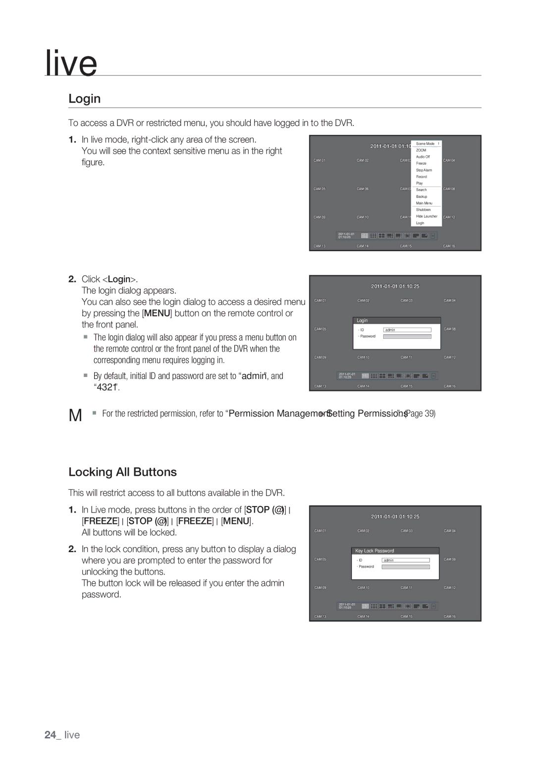 Samsung SRD-852D user manual Login, Locking All Buttons, You will see the context sensitive menu as in the right, ﬁgure 