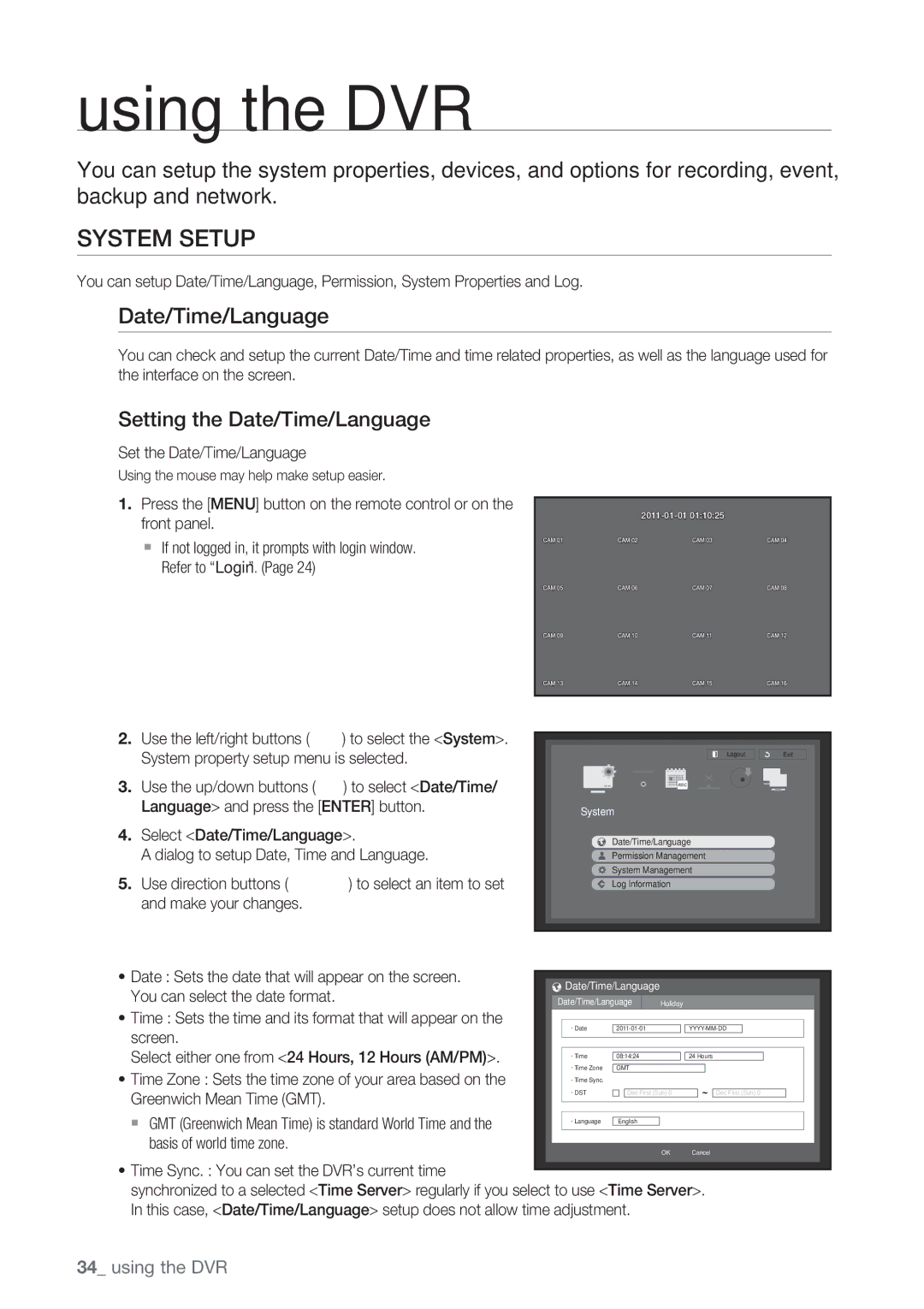 Samsung SRD-852D user manual System Setup, Setting the Date/Time/Language 