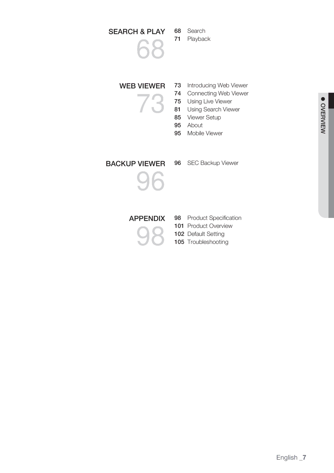 Samsung SRD-852D user manual Playback, Using Live Viewer, Using Search Viewer, Viewer Setup, About, Mobile Viewer 