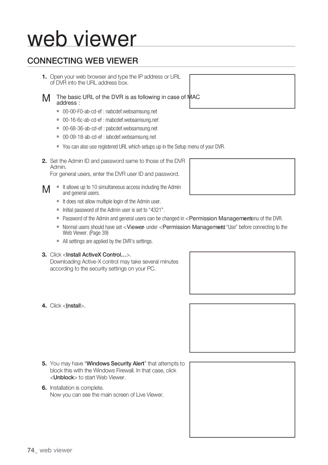 Samsung SRD-852D user manual Connecting WEB Viewer 