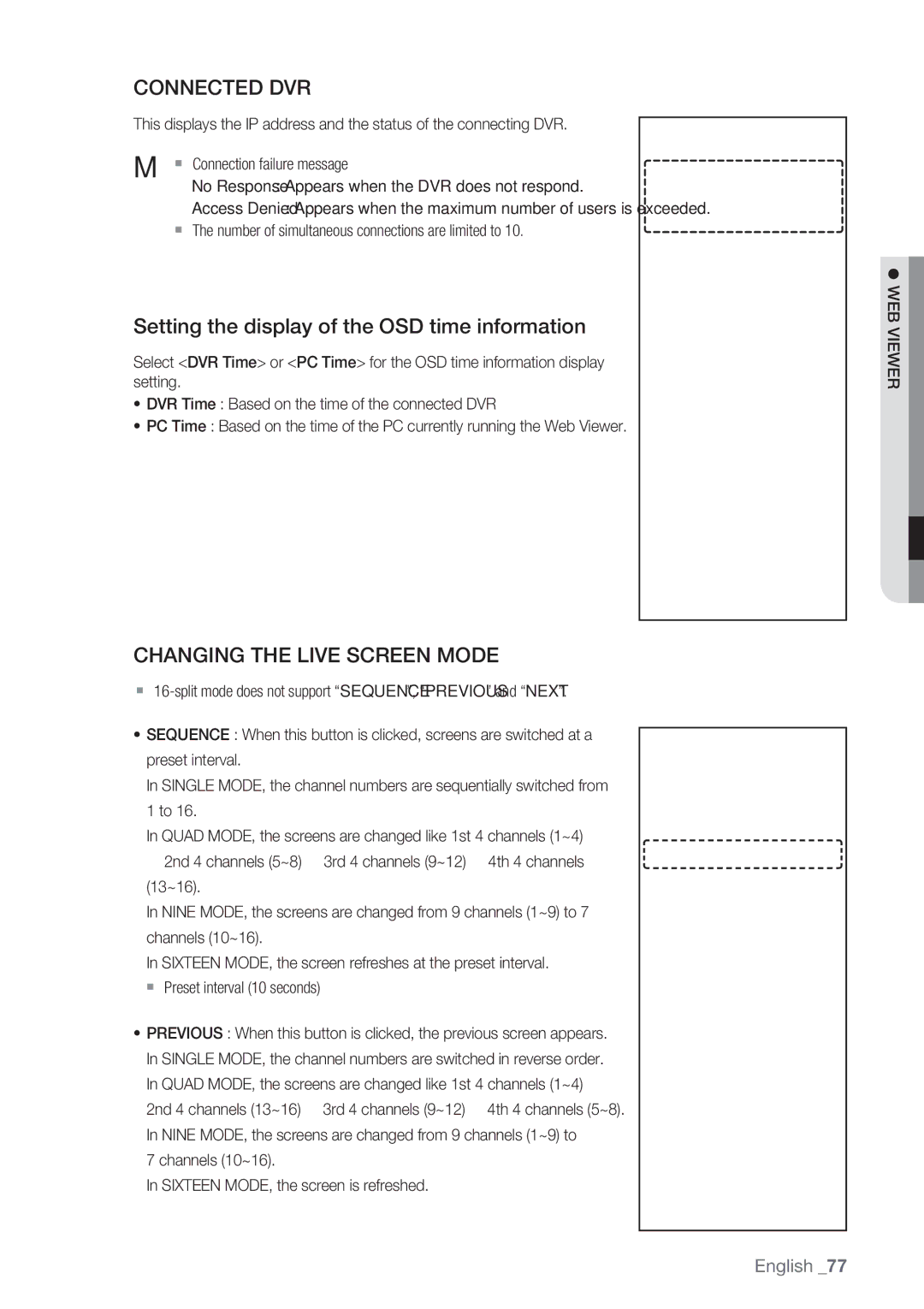 Samsung SRD-852D Setting the display of the OSD time information, Channels 10~16 Sixteen MODE, the screen is refreshed 