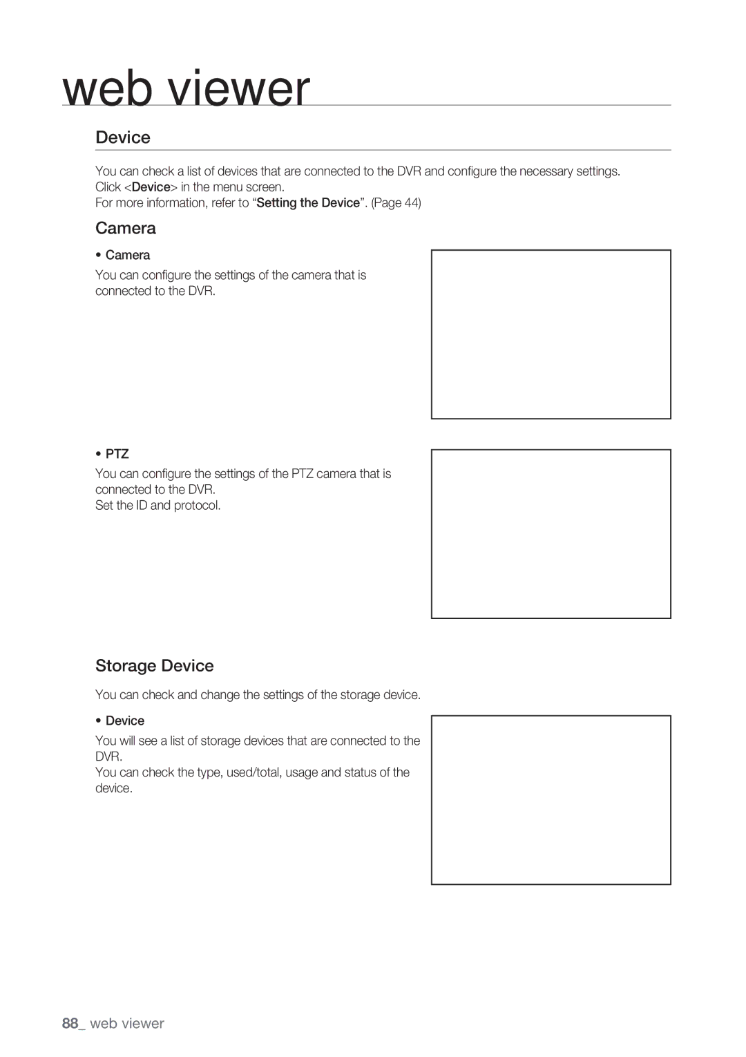 Samsung SRD-852D user manual Camera, Storage Device 