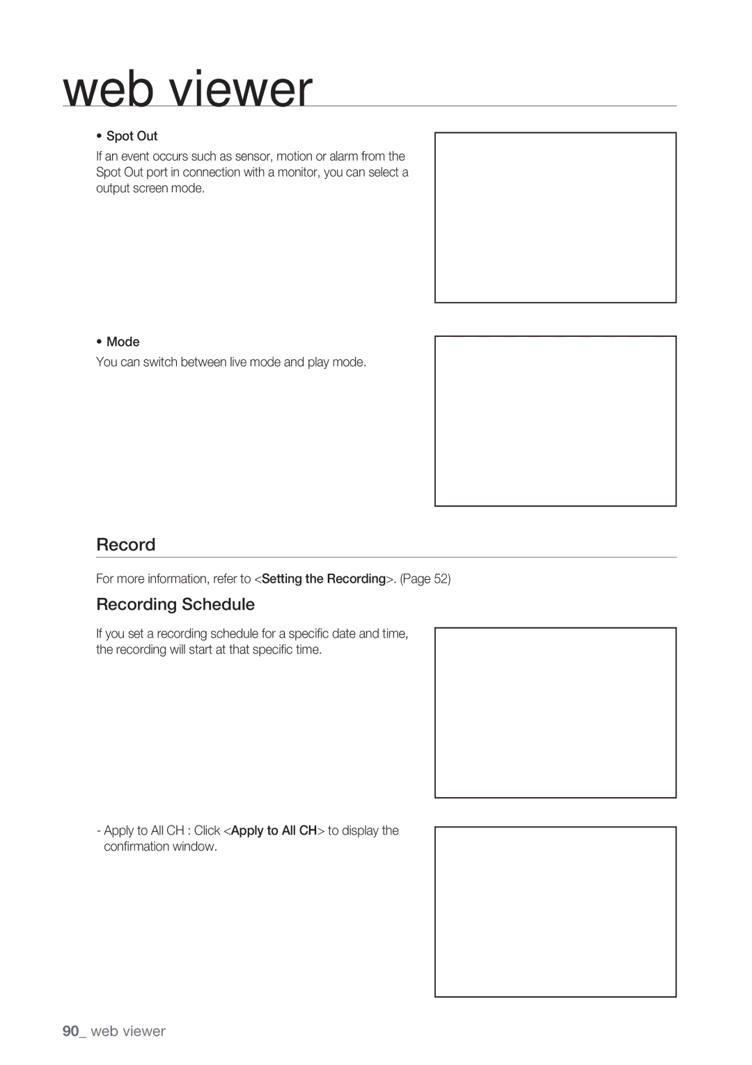 Samsung SRD-852D user manual Recording Schedule, For more information, refer to Setting the Recording 