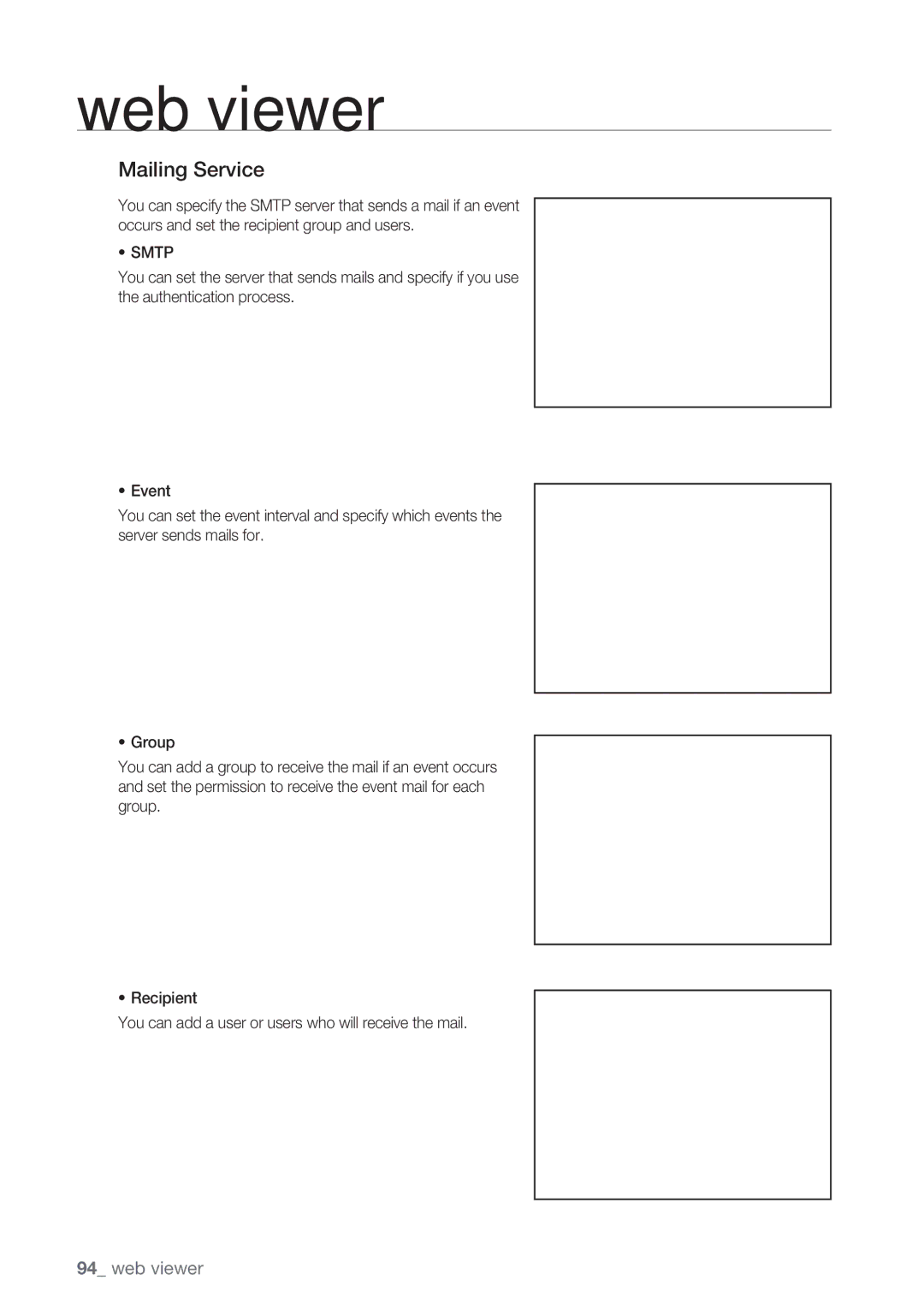 Samsung SRD-852D user manual Mailing Service, Smtp 