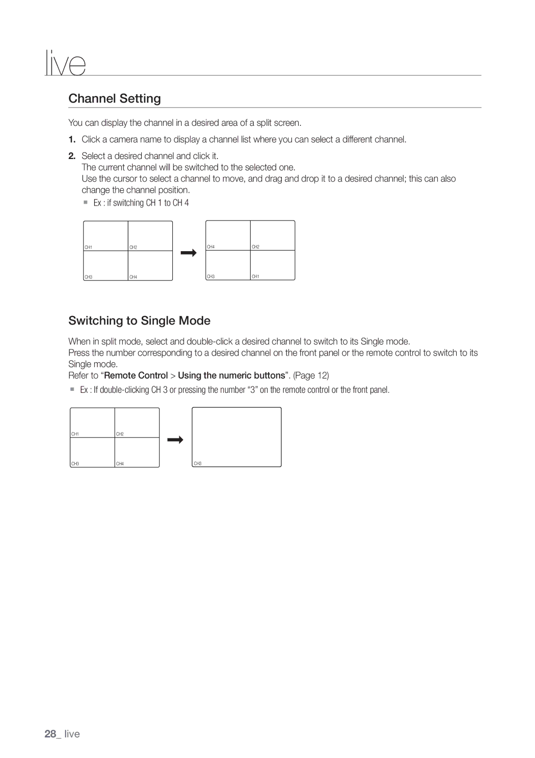 Samsung SRD470D500 user manual Channel Setting, Switching to Single Mode 