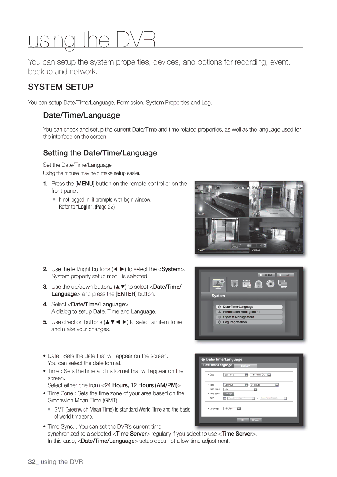 Samsung SRD470D500 user manual System Setup, Setting the Date/Time/Language 