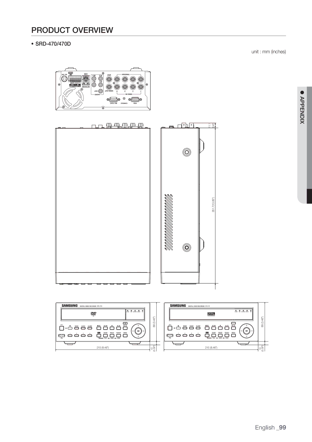 Samsung SRD470D500 user manual Product Overview, SRD-470/470D 