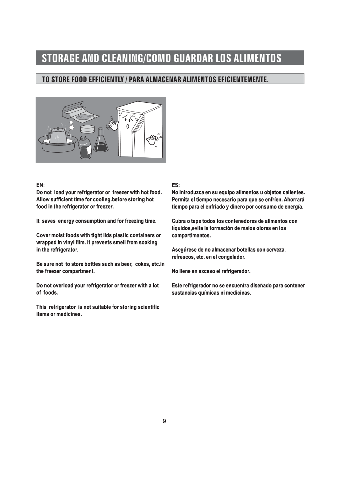 Samsung SRG-058 manual To Store Food Efficiently / Para Almacenar Alimentos Eficientemente 
