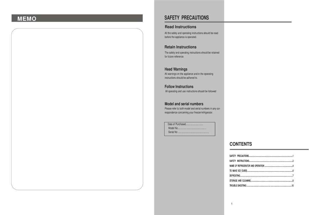 Samsung SRG-149B, SRG-149G manual Memo 