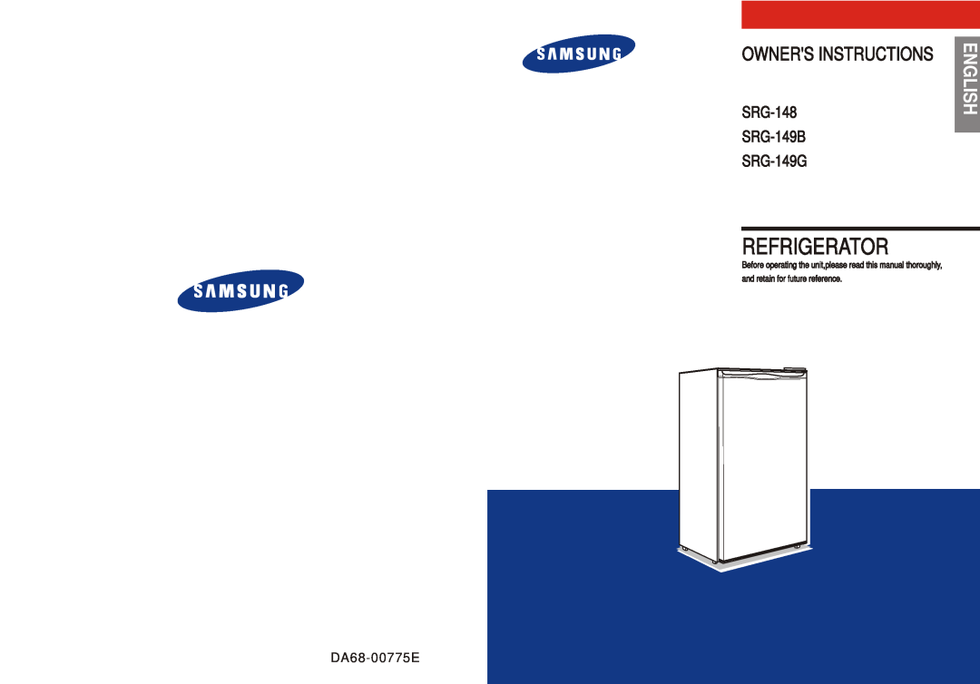 Samsung manual Owners Instructions, En Gl Is H, SRG-148 SRG-149B SRG-149G, Refrigerator, DA68-00775E 