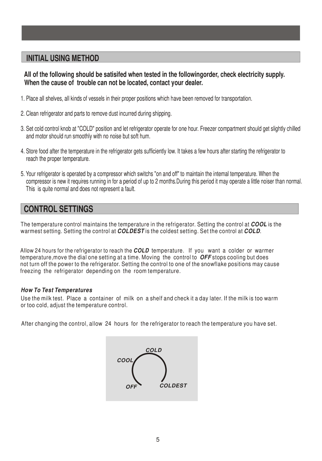 Samsung SRG-150, SRG-151PT, SRG-149PT manual Control Settings, Initial Using Method 