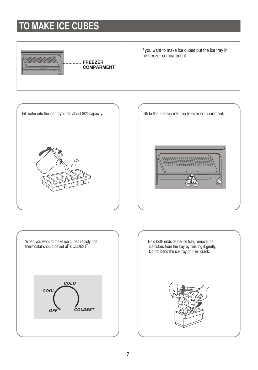 Samsung SRG-149PT, SRG-150, SRG-151PT manual To Make ICE Cubes 