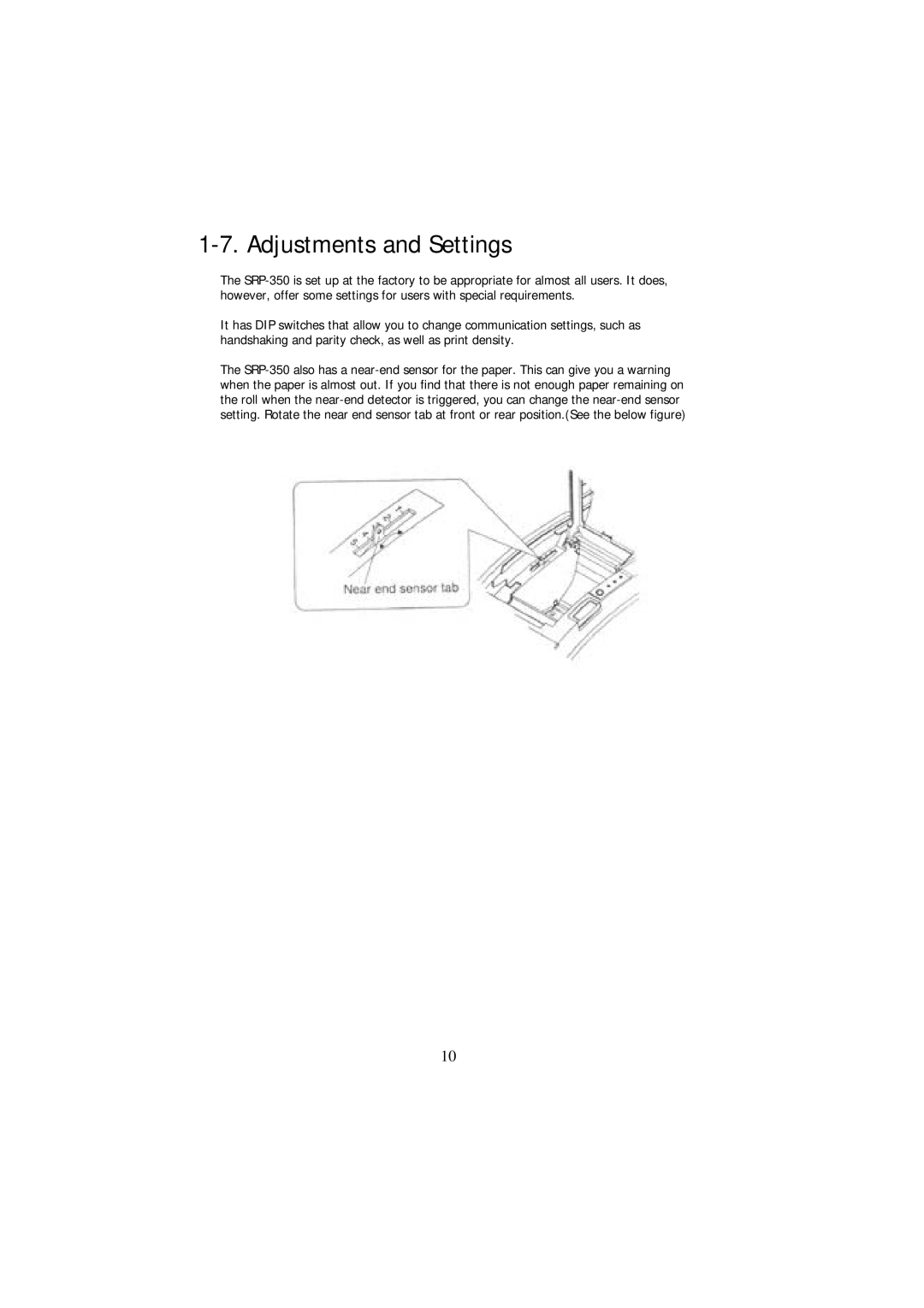 Samsung SRP - 350 specifications Adjustments and Settings 