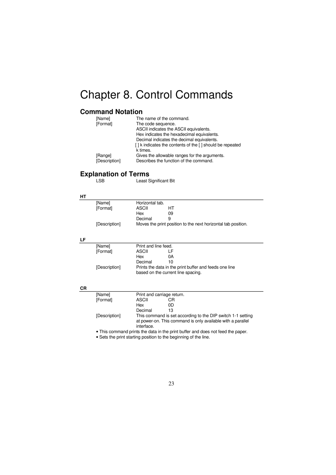 Samsung SRP-250 Series specifications Control Commands, Command Notation 