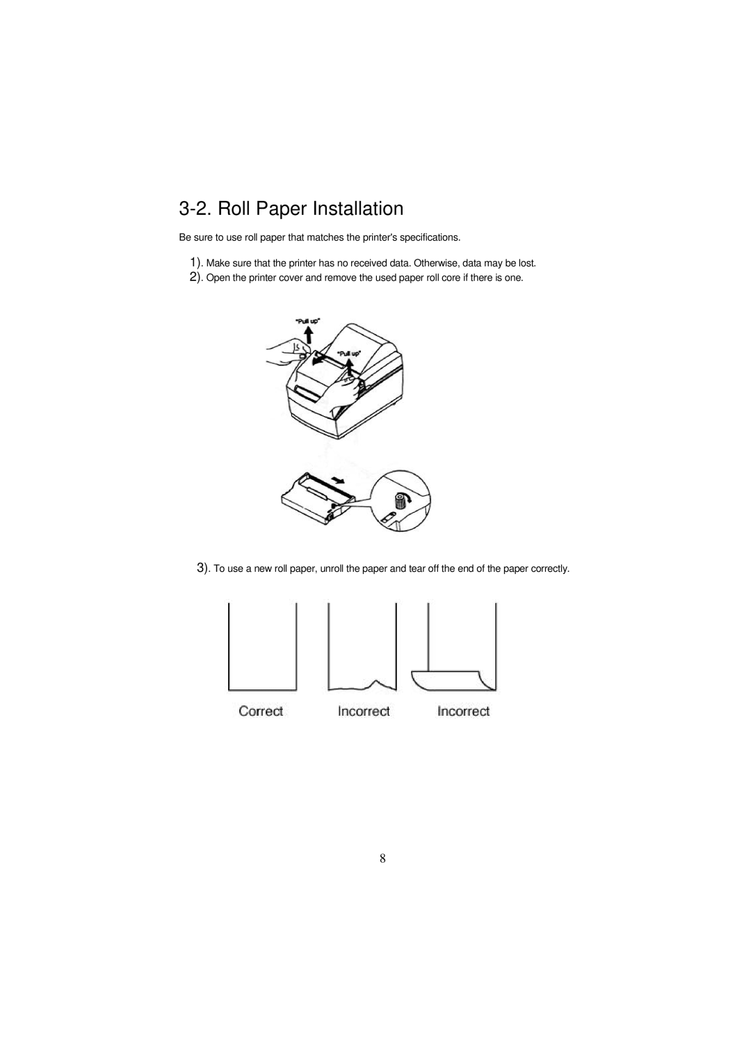 Samsung SRP-250 Series specifications Roll Paper Installation 