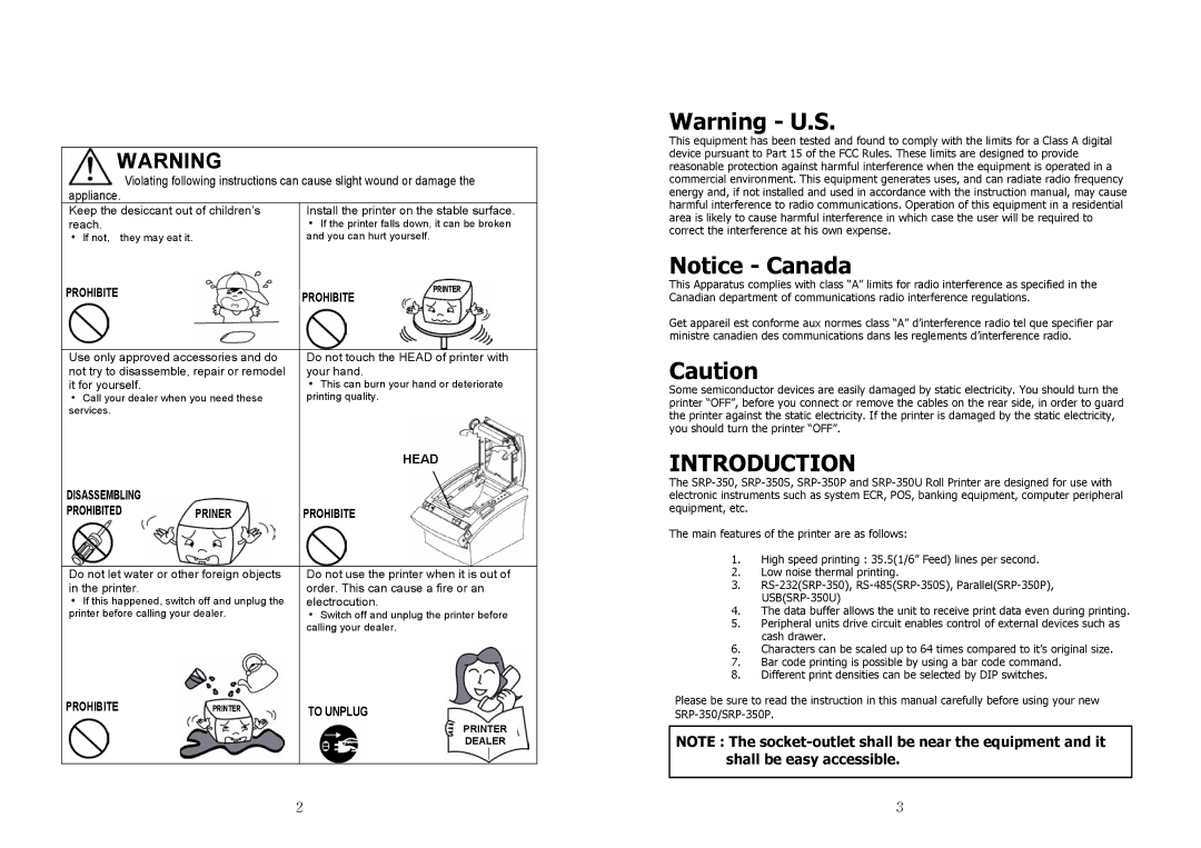 Samsung SRP-350 specifications Introduction 