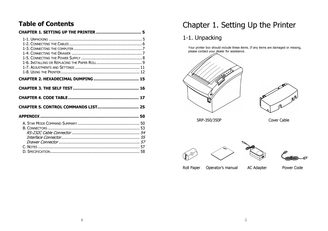 Samsung SRP-350 specifications Setting Up the Printer 