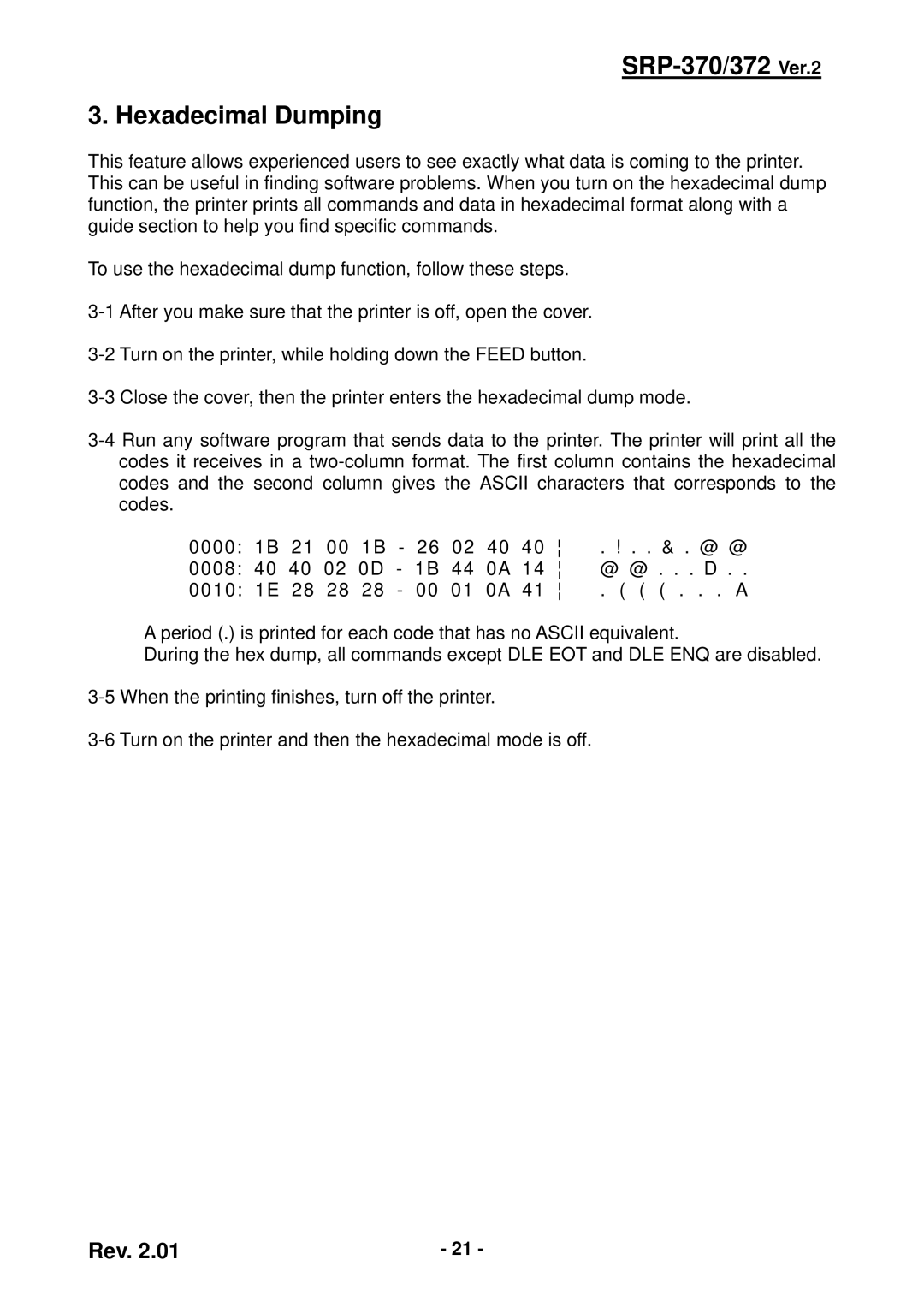 Samsung SRP-372 user manual SRP-370/372 Ver.2 Hexadecimal Dumping 