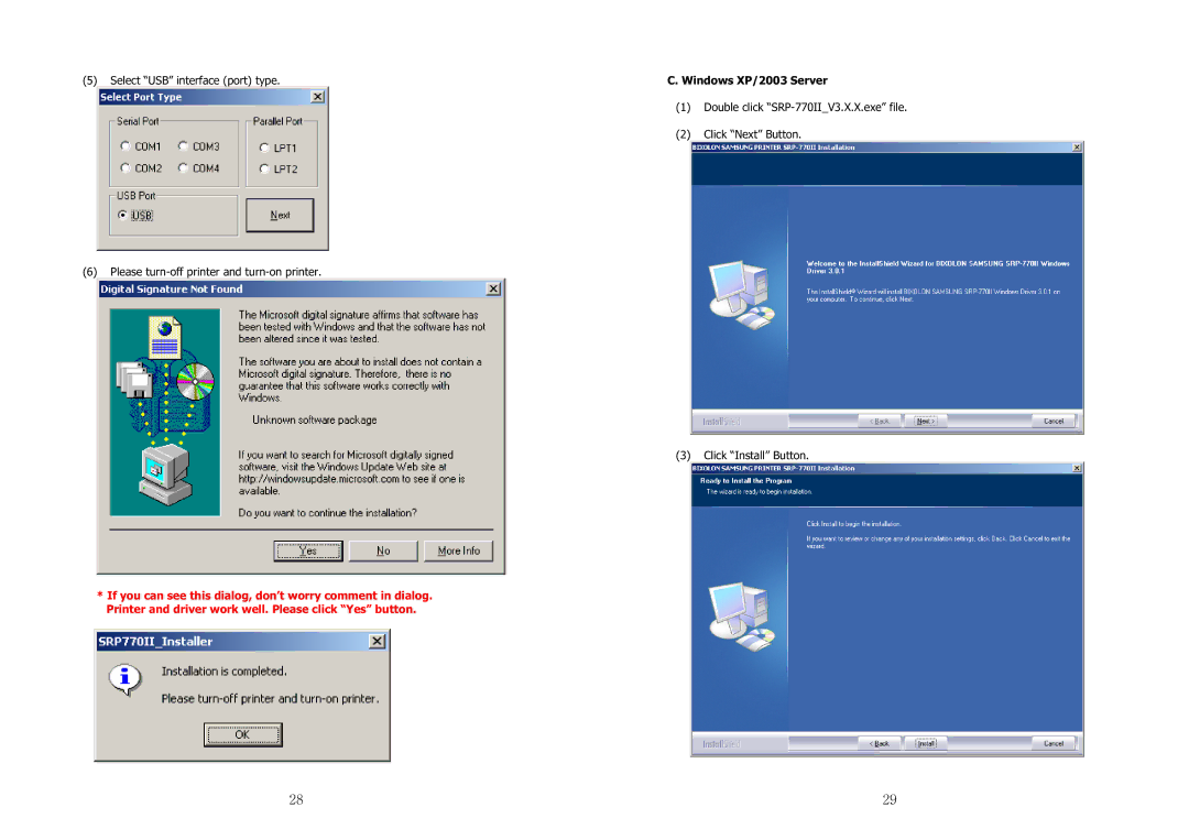 Samsung SRP-770II user manual ڍړٻ, Windows XP/2003 Server 