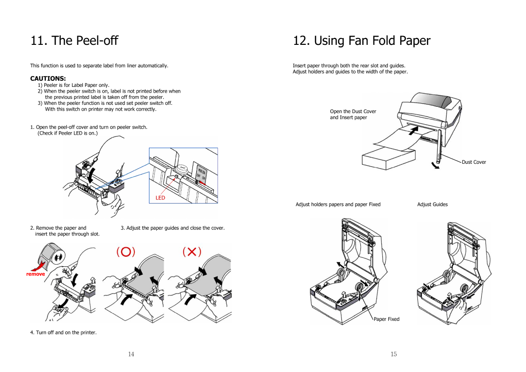 Samsung SRP-770II user manual Peel-off, Using Fan Fold Paper, ڌڏٻ 