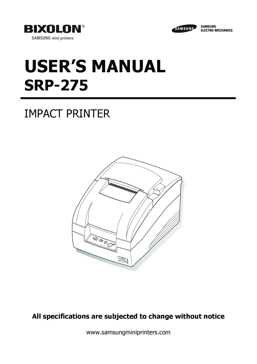 Samsung SRP275APG user manual USER’S Manual 