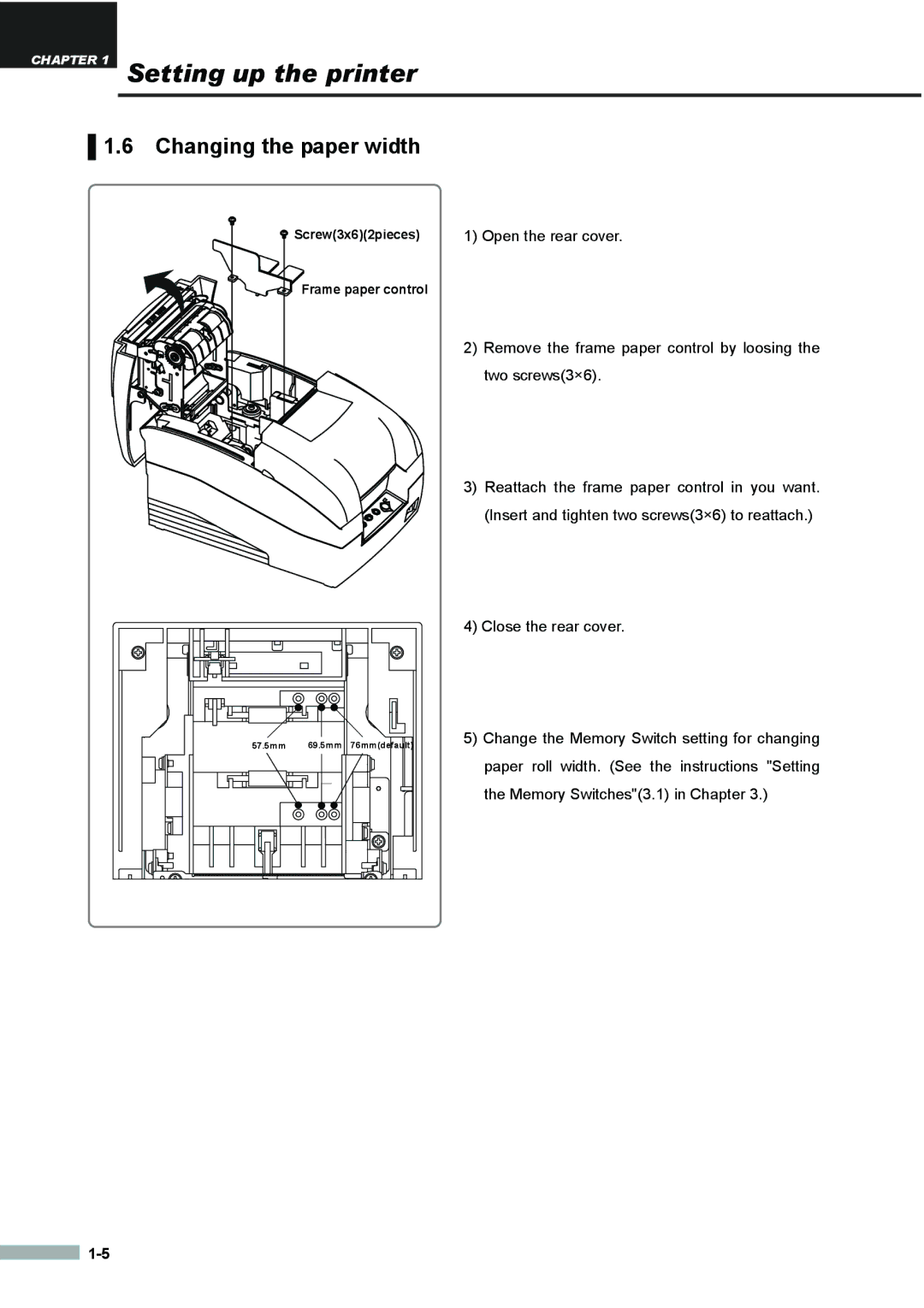 Samsung SRP275APG user manual Changing the paper width 