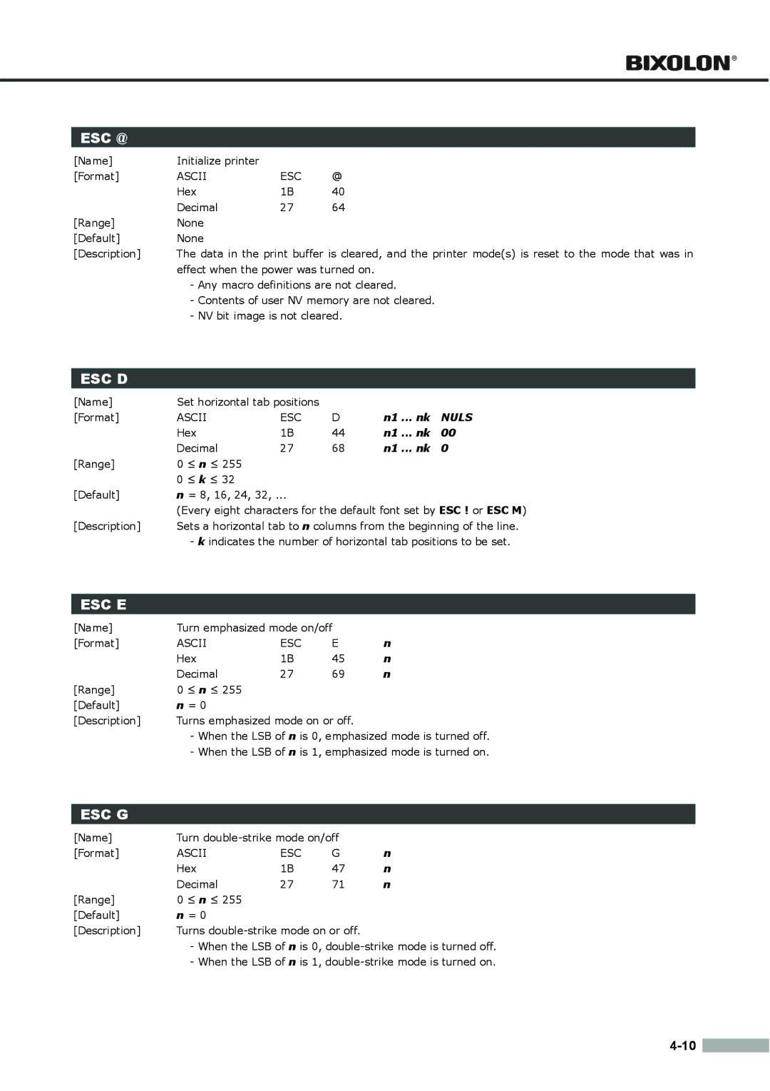 Samsung SRP275APG user manual Esc @ 