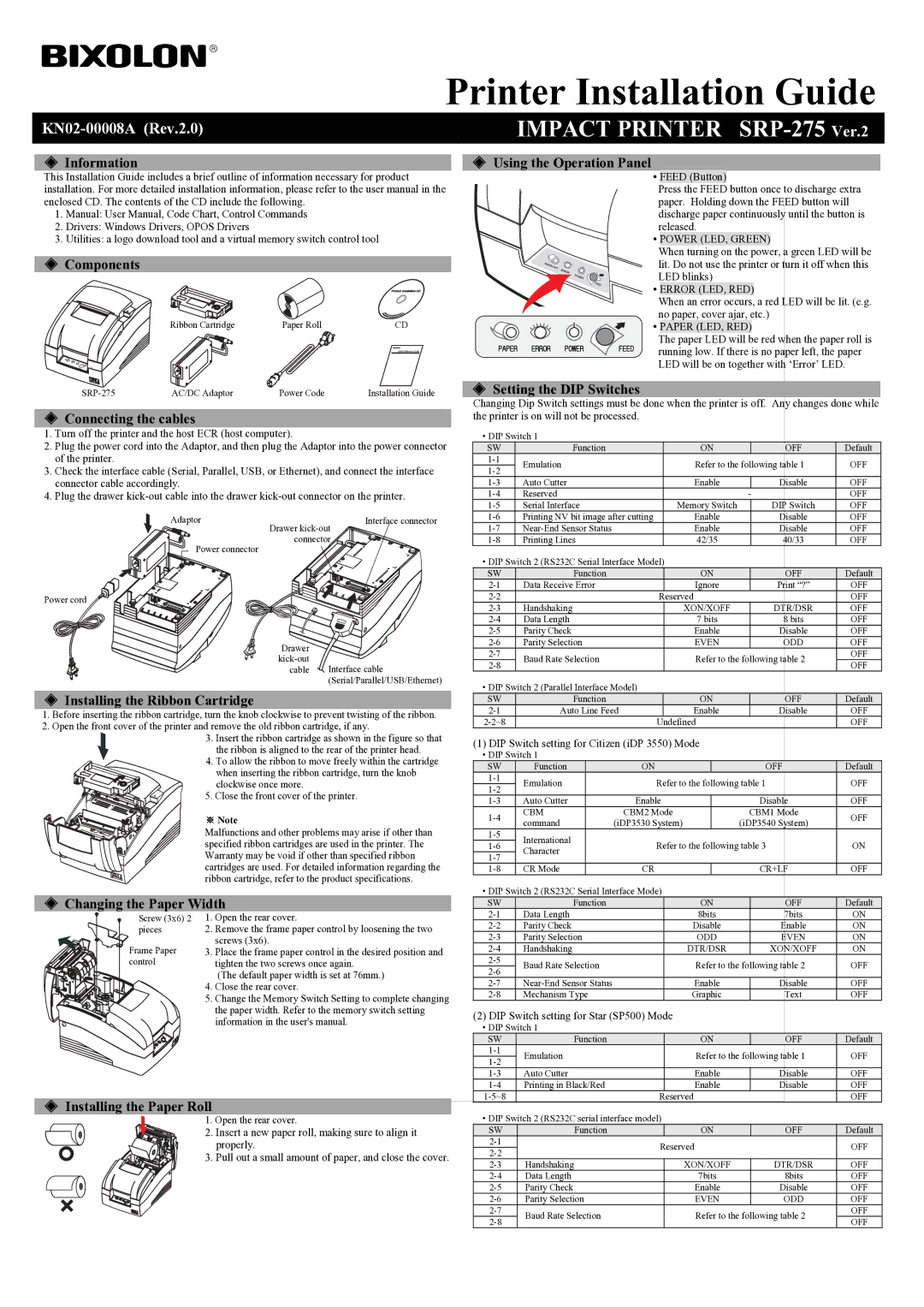 Samsung SRP275CPG user manual Printer Installation Guide 