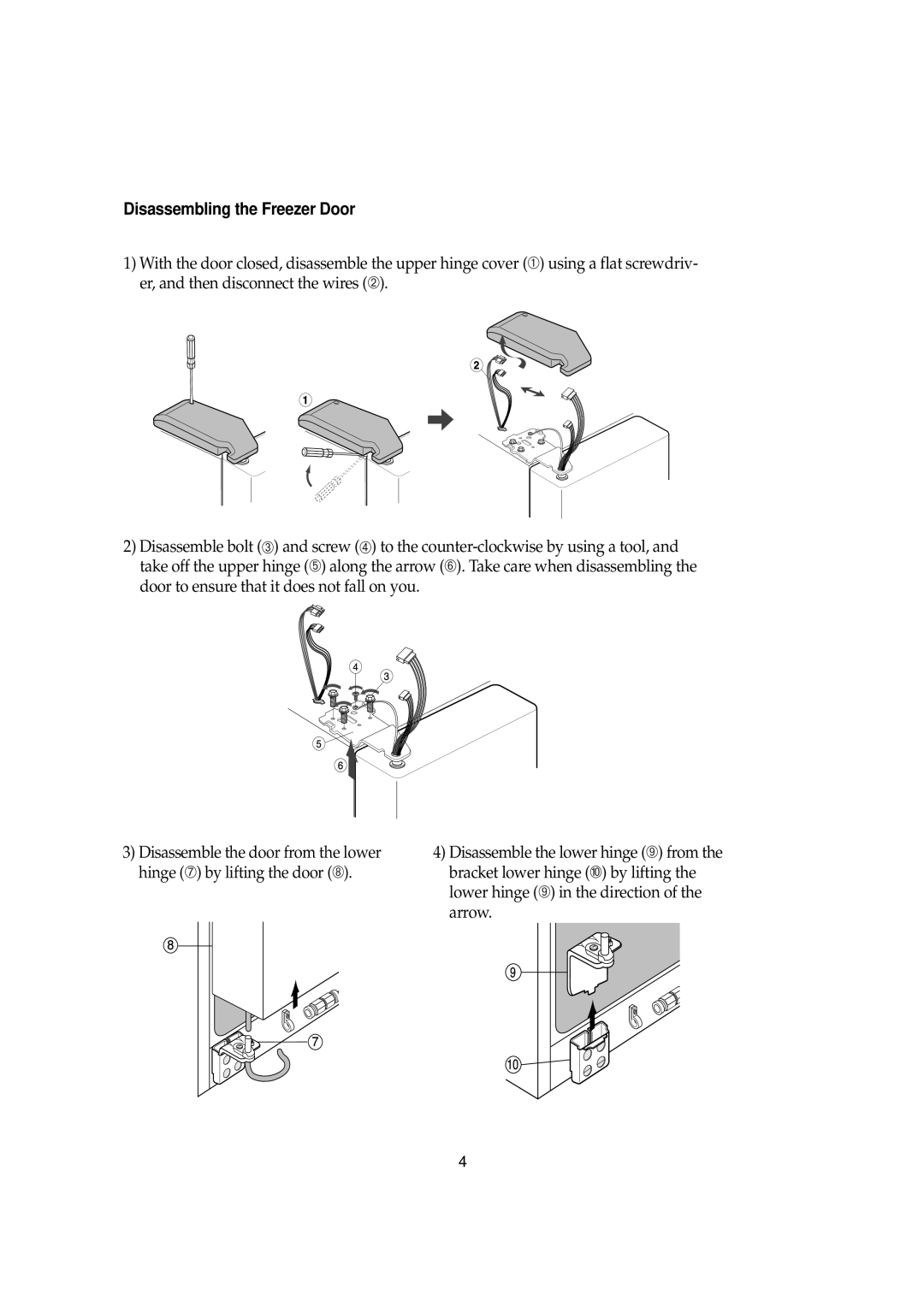 Samsung SRS580DW, SRS616DSSB, SRS614DW, SRS581DTKM, SRS580DTKG, SRS582DTKGM, SRS582DSSB, SRS579NP Disassembling the Freezer Door 