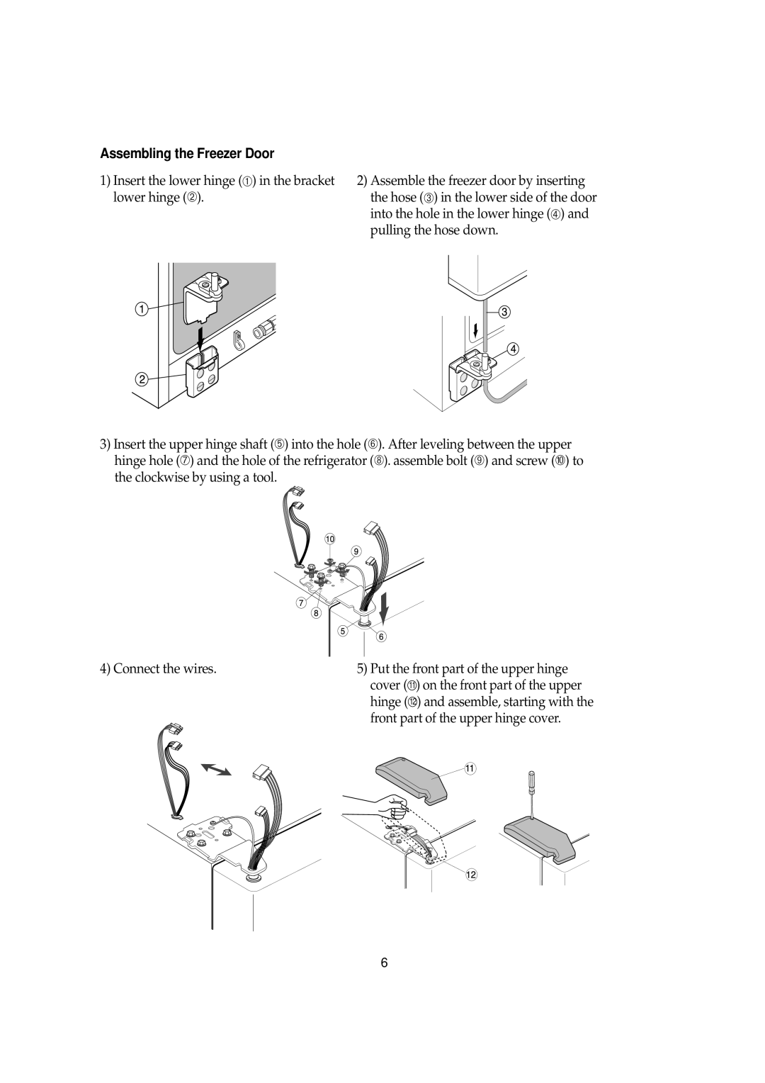 Samsung SRS582DSSB, SRS616DSSB, SRS614DW, SRS581DTKM, SRS580DTKG, SRS580DW, SRS582DTKGM, SRS579NP Assembling the Freezer Door 