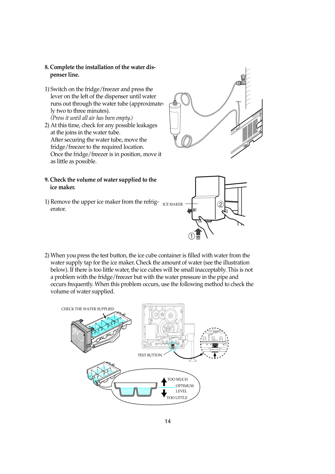 Samsung SRS582DSSB, SRS616DSSB, SRS614DW, SRS581DTKM, SRS580DTKG Complete the installation of the water dis- penser line 