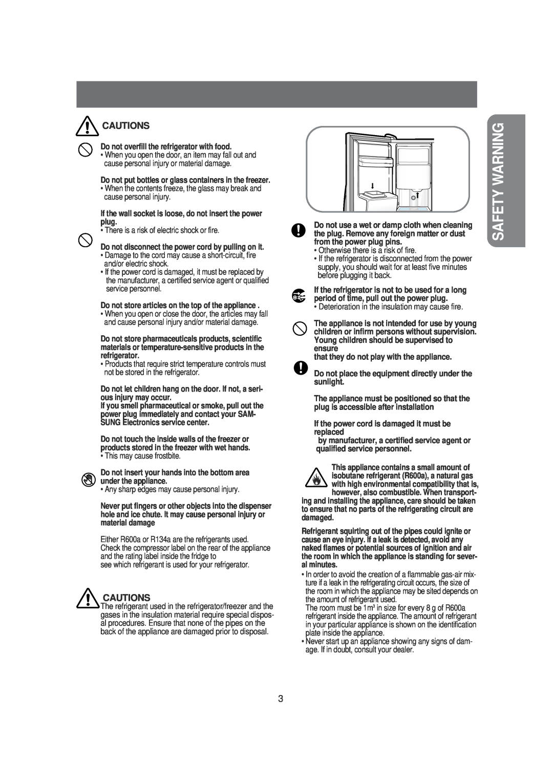 Samsung SRS620DW owner manual Safety Warning, Cautions 