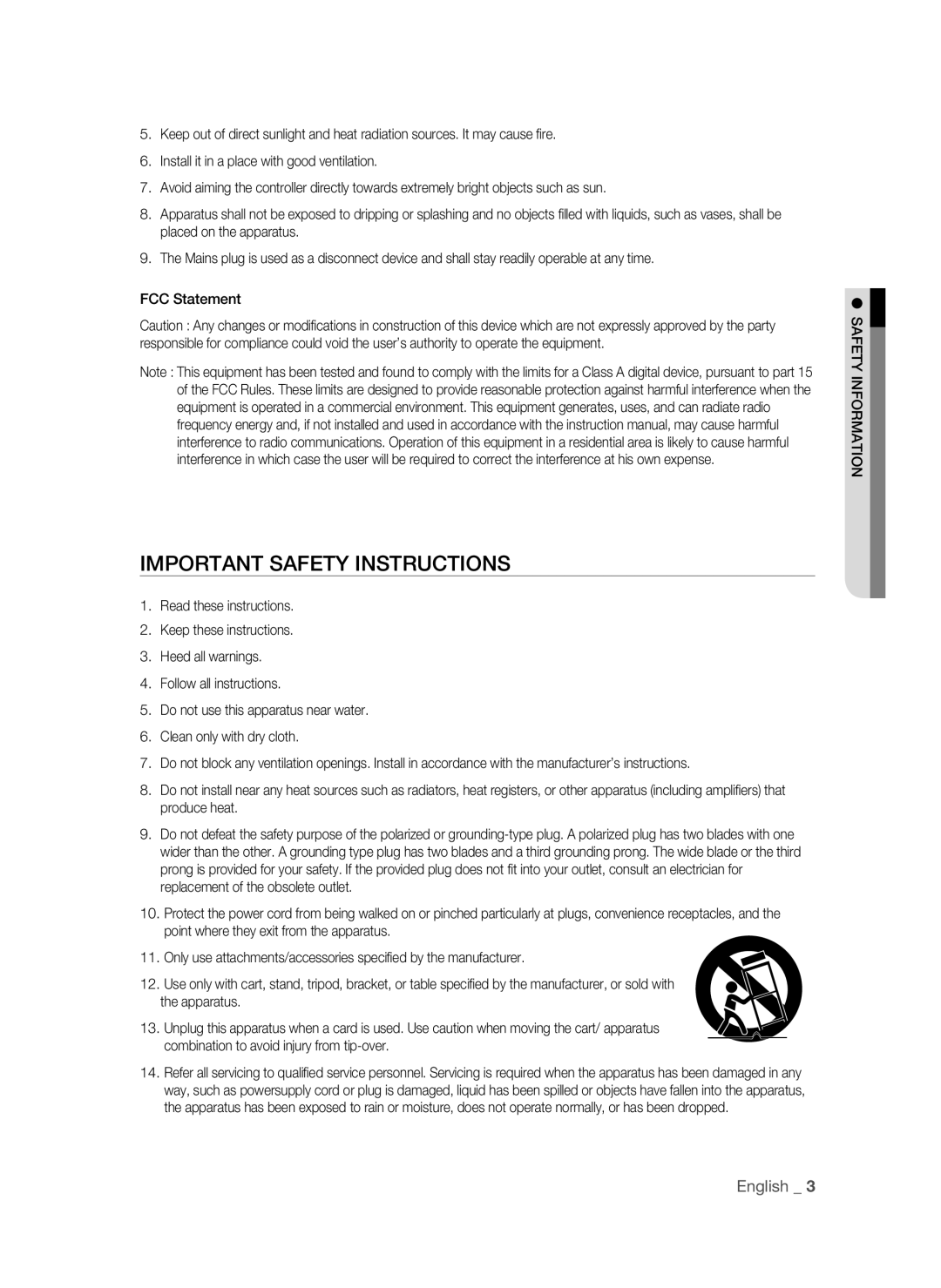 Samsung SSA-P102T/EXP manual Important Safety Instructions 