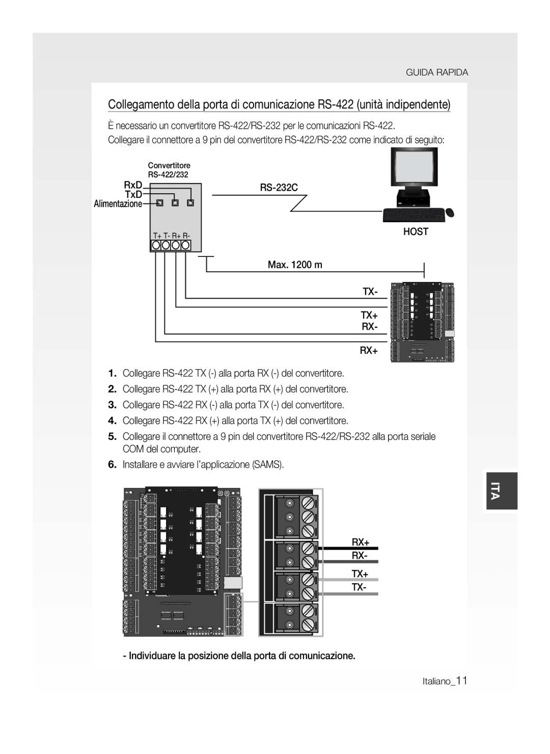 Samsung SSA-P400T/EXP, SSA-P400/EXP manual RxD TxD Alimentazione, RS-232C 