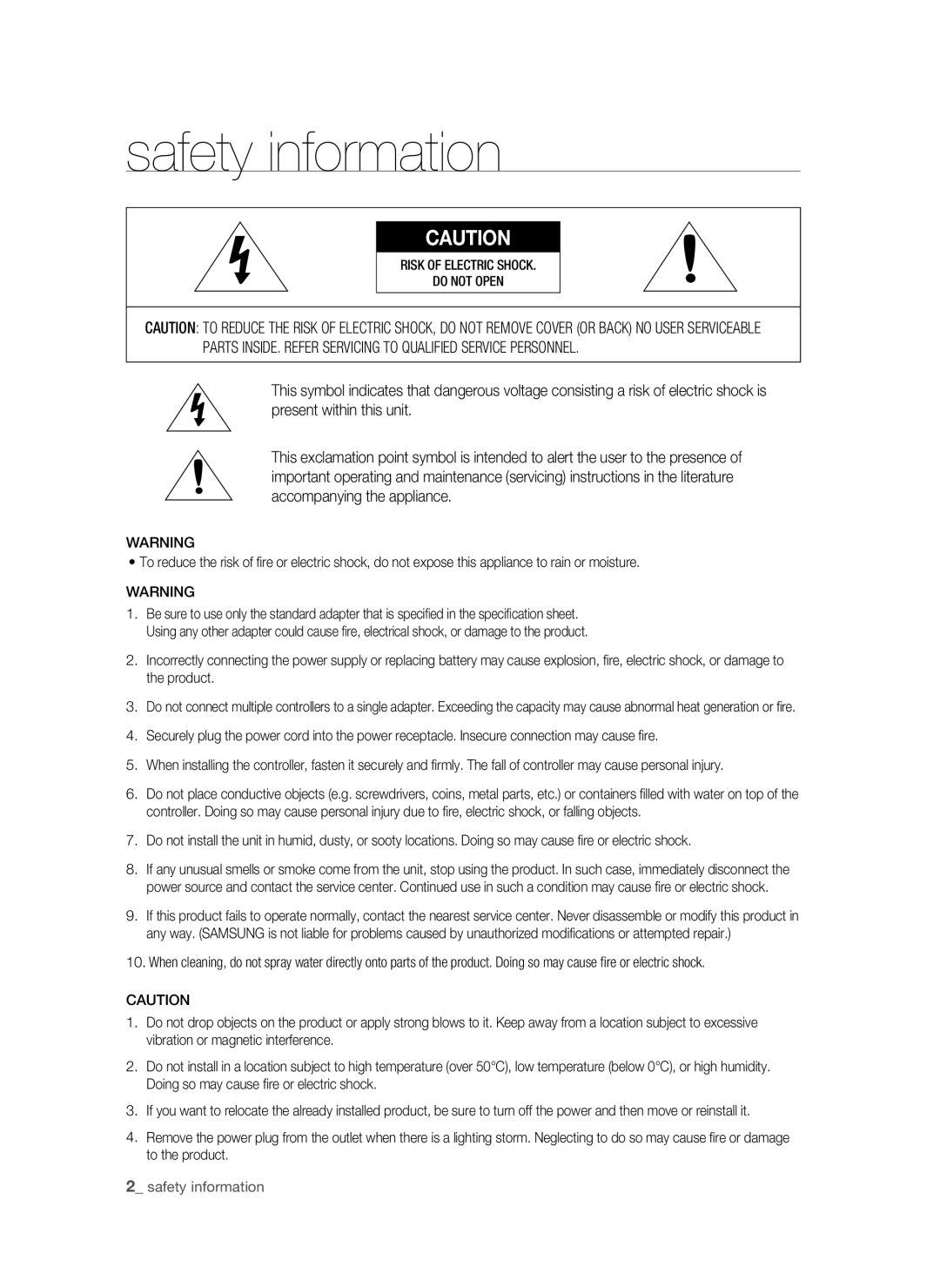 Samsung SSA-P400/EXP, SSA-P400T/EXP manual Safety information 