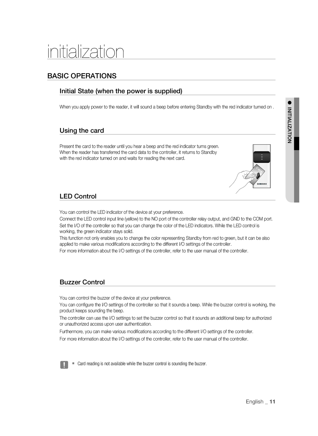 Samsung SSA-R1000/EXP manual Initialization, Basic Operations 