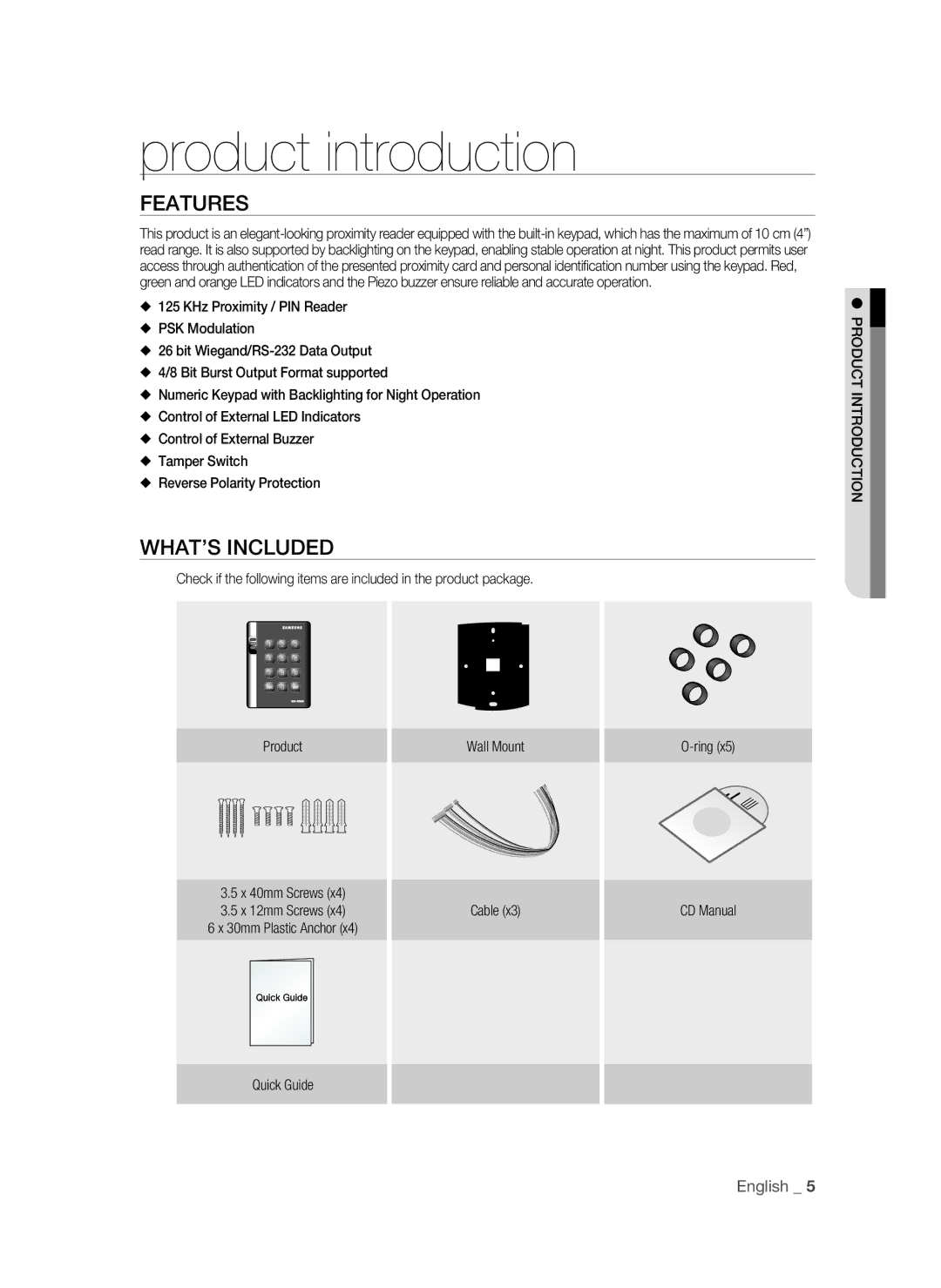 Samsung SSA-R2000/EXP manual Product introduction, Features, WHAT’S Included 